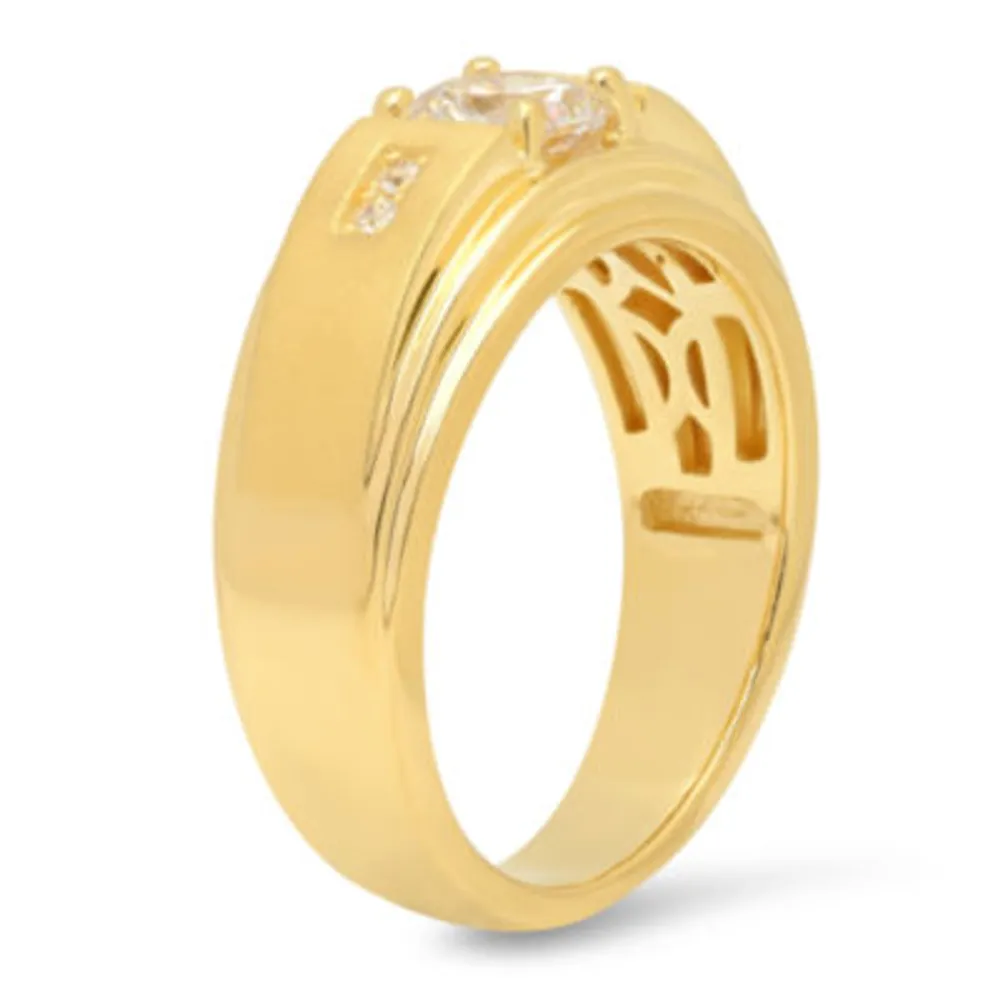 Mens 14K Gold Over Silver Cubic Zirconia Ring