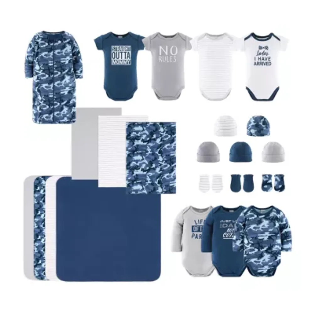 The Peanutshell 0-3m Blue Camo Baby Boys 23-pc. Baby Clothing Set