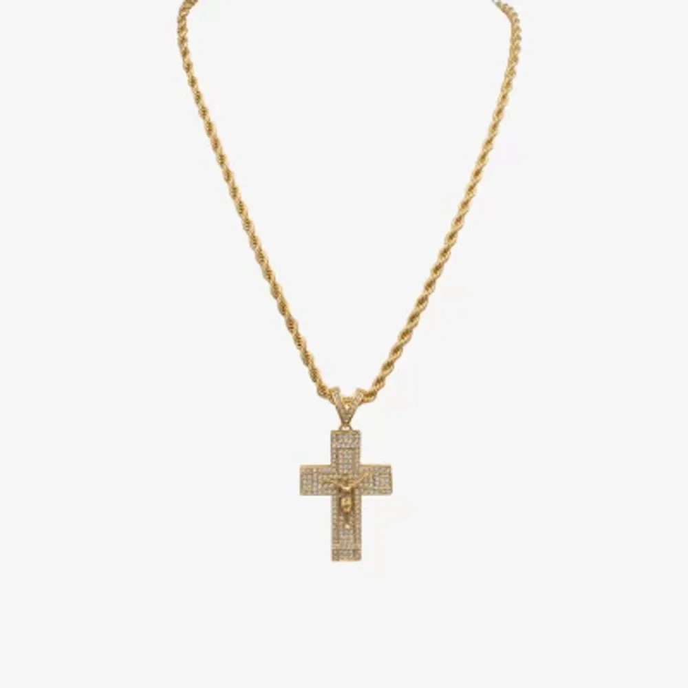 Mens 1/2 CT. T.W. Mined Black Diamond Stainless Steel Cross Pendant Necklace  - JCPenney