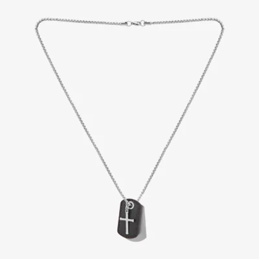 FINE JEWELRY Lord'S Prayer Mens Stainless Steel Cross Dog Tag Pendant  Necklace | Hamilton Place