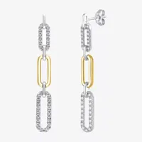 Linear (H-I / I1) 1/10 CT. T.W. Lab Grown White Diamond 10K Two Tone Gold Paperclip Drop Earrings