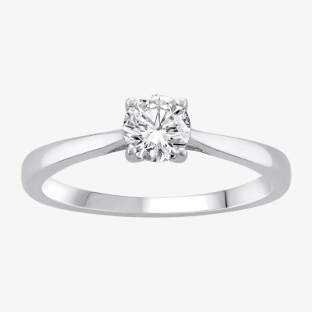 (I-J / I1) Womens 1/2 CT. Lab Grown White Diamond 10K Gold Round Solitaire Engagement Ring