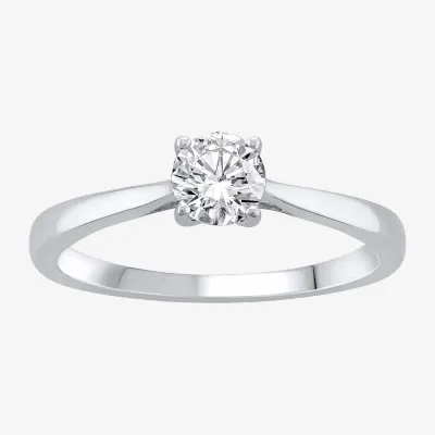 (I-J / I1) Womens 1/2 CT. T.W. Lab Grown White Diamond 10K Gold Round Solitaire Engagement Ring