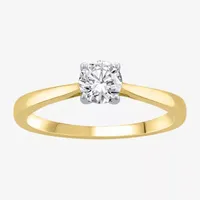 (I-J / I1) Womens 1/2 CT. Lab Grown White Diamond 10K Two Tone Gold Round Solitaire Engagement Ring