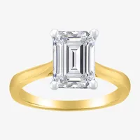 (I-J / SI2) Womens 3 CT Lab Grown White Diamond 14K Gold Emerald Solitaire Engagement Ring