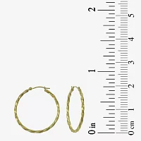 14K Yellow Gold  28mm Textured Hoop Earrings