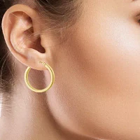 14K Yellow Gold 25mm Tube Hoop Earrings  