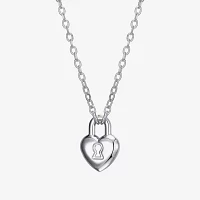 Womens Sterling Silver Heart Pendant Necklace