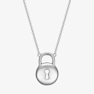 Womens Sterling Silver Round Pendant Necklaces