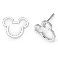 Disney Mickey Outline Sterling Silver Stud Earrings