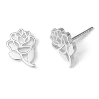 Disney Beauty And The Beast Sterling Silver Rose Stud Earrings
