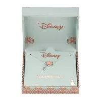 Disney Classics Pure Silver Over Brass Inch Cable Flower Beauty and the Beast Pendant Necklace