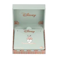 Disney Classics Womens Crystal Pure Silver Over Brass Crown Heart Princess Pendant Necklace