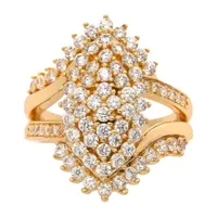 Sparkle Allure Cubic Zirconia 14K Gold Over Brass Round Cocktail Ring