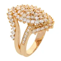 Sparkle Allure Cubic Zirconia 14K Gold Over Brass Round Cocktail Ring