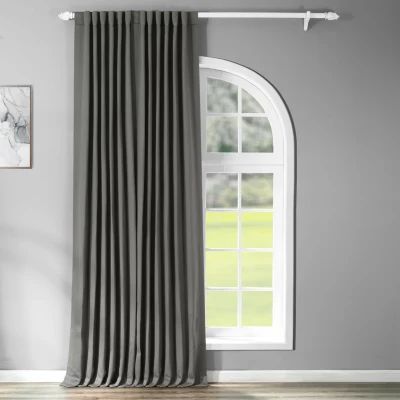 Exclusive Fabrics & Furnishing Solid Extra Wide Light-Filtering Rod Pocket Back Tab Single Curtain Panel