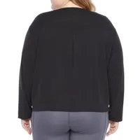 Stylus Womens Crew Neck Long Sleeve Crop Top Plus