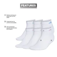 adidas Cushioned 6 Pair Low Cut Socks Womens