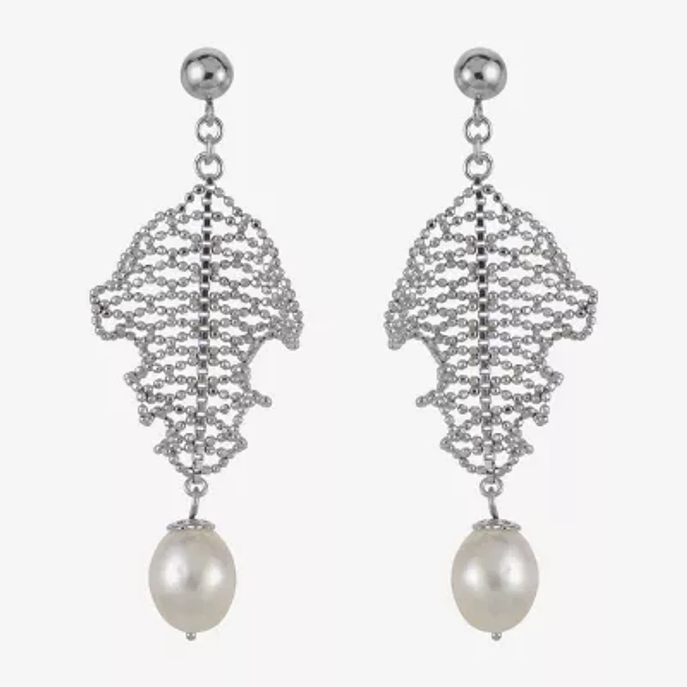 8-8.5Mm Cultured Freshwater Pearl Sterling Silver Earrings