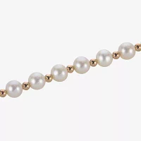 Womens White Cultured Freshwater Pearl 14K Rose Gold Strand Necklace