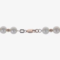 Womens White Cultured Freshwater Pearl 14K Rose Gold Strand Necklace