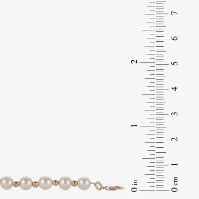 Womens White Cultured Freshwater Pearl 14K Rose Gold Strand Necklace