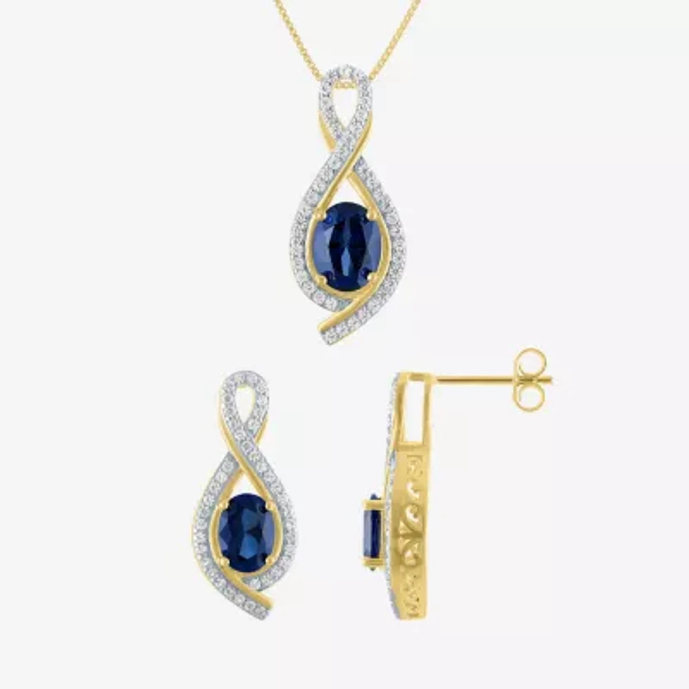 Lab Created Blue Sapphire 14K Gold Over Silver Jewelry Set