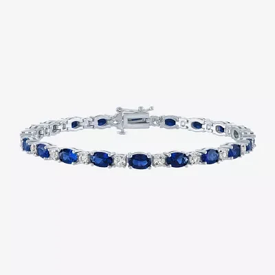 Gemstone Sterling Silver Oval 7.5 Inch Tennis Bracelet