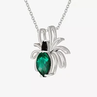 Genuine Black Onyx and Simulated Emerald Spider Pendant Necklace