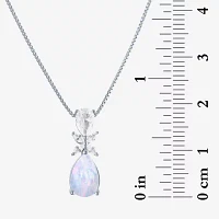 Womens Lab Created White Opal Sterling Silver Pendant Necklace