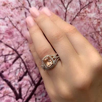 1/4 CT. T.W. Pink Morganite 10K Gold Bridal Set