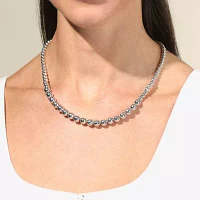 Womens Sterling Silver Beaded Necklace