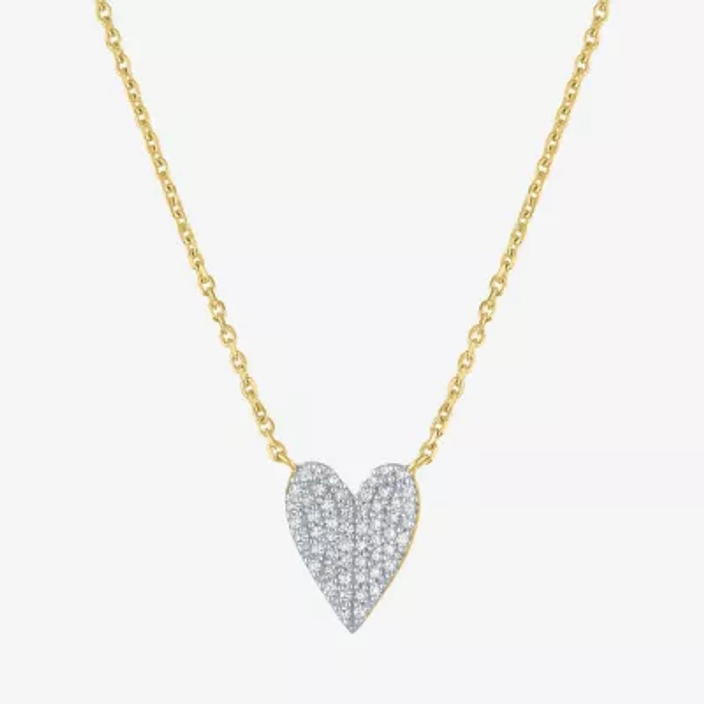 Diamond Addiction (G-H / Si2-I1) 14K Gold Over Silver Sterling Silver 18 Inch Cable Heart Chain Necklace