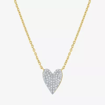 Diamond Addiction (G-H / Si2-I1) 14K Gold Over Silver Sterling Silver 18 Inch Cable Heart Chain Necklace