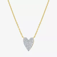 Diamond Addiction (G-H / Si2-I1) 14K Gold Over Silver Sterling Silver 18 Inch Cable Heart Chain Necklace