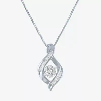 Diamond Blossom 1/5 CT.T.W. Natural Diamond Cluster Sterling SIlver Swirl Pendant Necklace