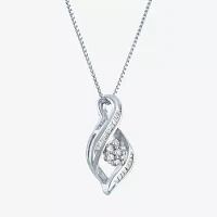 Diamond Blossom 1/5 CT.T.W. Natural Diamond Cluster Sterling SIlver Swirl Pendant Necklace