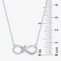 Diamond Accent Sideways Womens Diamond Accent Natural White Diamond Sterling Silver Cross Infinity Pendant Necklace