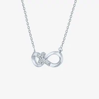 Diamond Accent Sideways Womens Diamond Accent Natural White Diamond Sterling Silver Cross Infinity Pendant Necklace