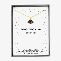 Diamond Accent Womens Diamond Accent Natural Black Diamond 14K Gold Over Silver Evil Eye Pendant Necklace