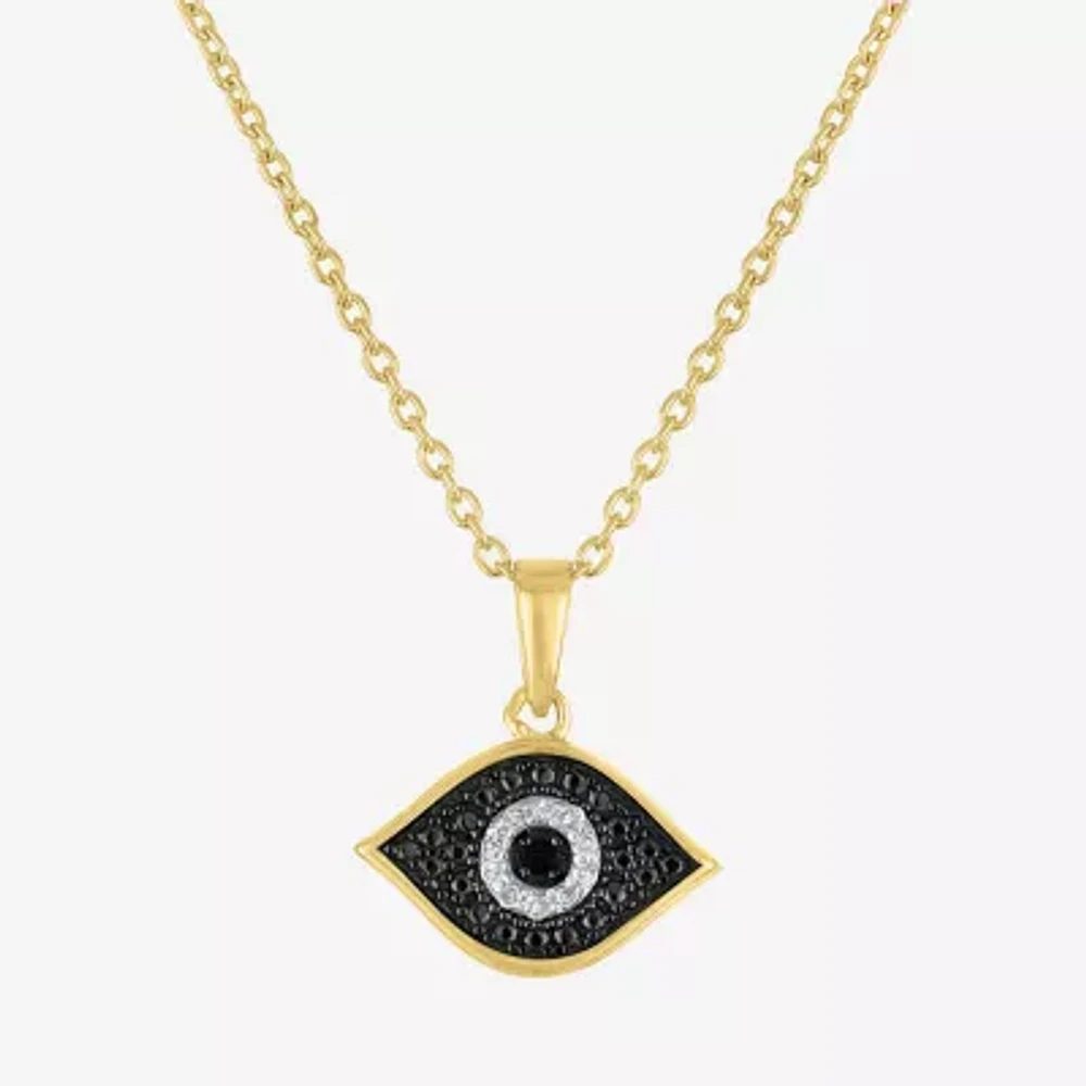 Diamond Accent Womens Diamond Accent Natural Black Diamond 14K Gold Over Silver Evil Eye Pendant Necklaces