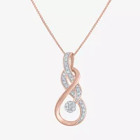 Womens 1/10 CT. T.W. Natural White Diamond 14K Rose Gold Over Silver Pendant Necklace