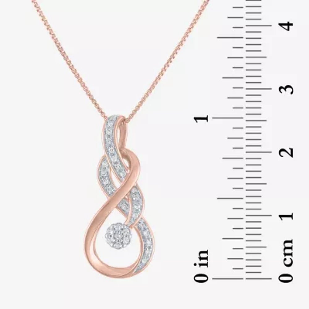 Womens 1/10 CT. T.W. Natural White Diamond 14K Rose Gold Over Silver Pendant Necklace