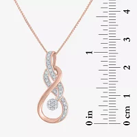 Womens 1/10 CT. T.W. Natural White Diamond 14K Rose Gold Over Silver Pendant Necklace