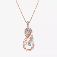 Womens 1/10 CT. T.W. Natural White Diamond 14K Rose Gold Over Silver Pendant Necklace