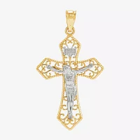 Womens 14K Two Tone Gold Cross Pendant