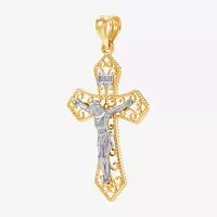 Womens 14K Two Tone Gold Cross Pendant