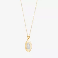 Womens 14K Gold Oval Pendant Necklace