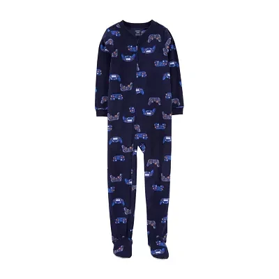 Carter's Little & Big Boys Crew Neck Fleece Long Sleeve Footed Pajamas