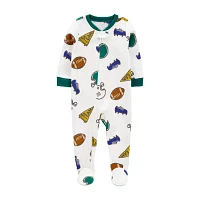 Carter's Microfleece Toddler Boys Crew Neck Fleece Long Sleeve Footed Pajamas